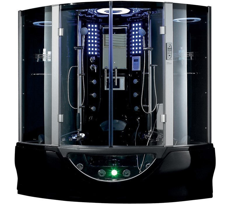 Maya Valencia Steam Shower Message Bathtub 64" x 64" - Black