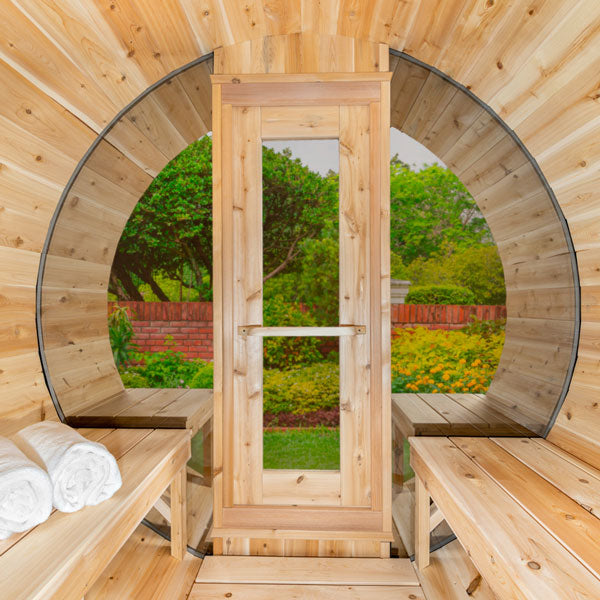 Dundalk LeisureCraft Serenity MP Barrel Sauna - Open
